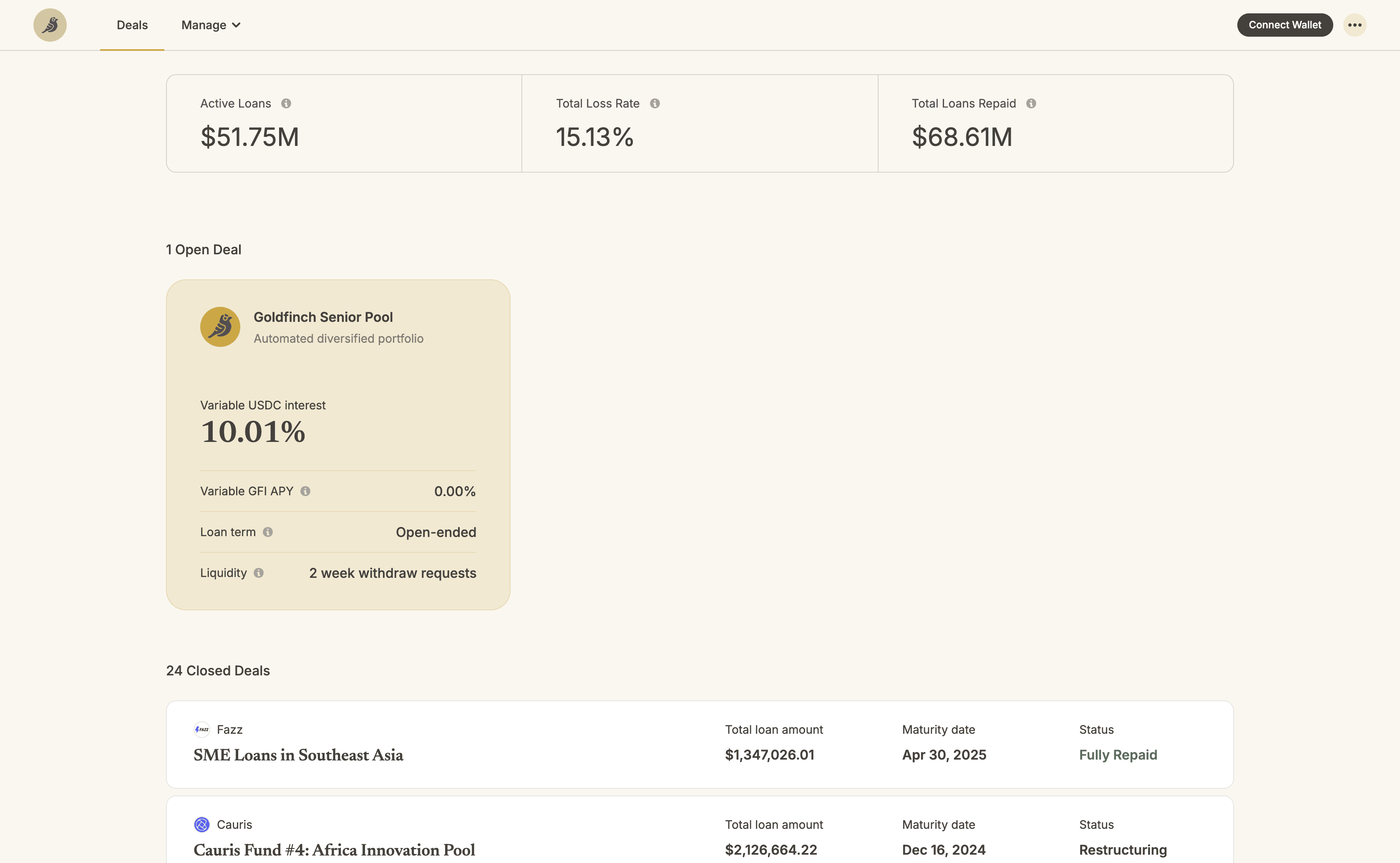 Goldfinch project screenshot